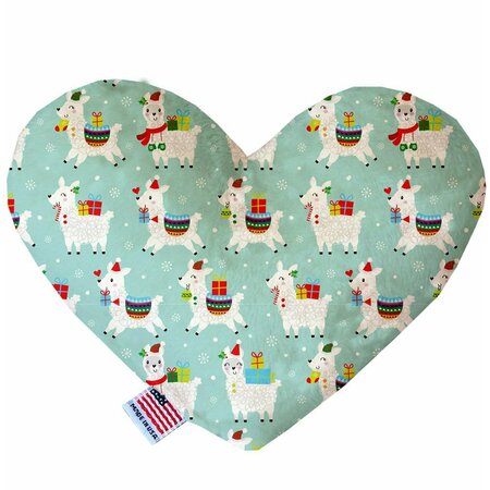 MIRAGE PET PRODUCTS 8 in. Holiday Llamas Stuffing Free Heart Dog Toy 1402-SFTYHT8